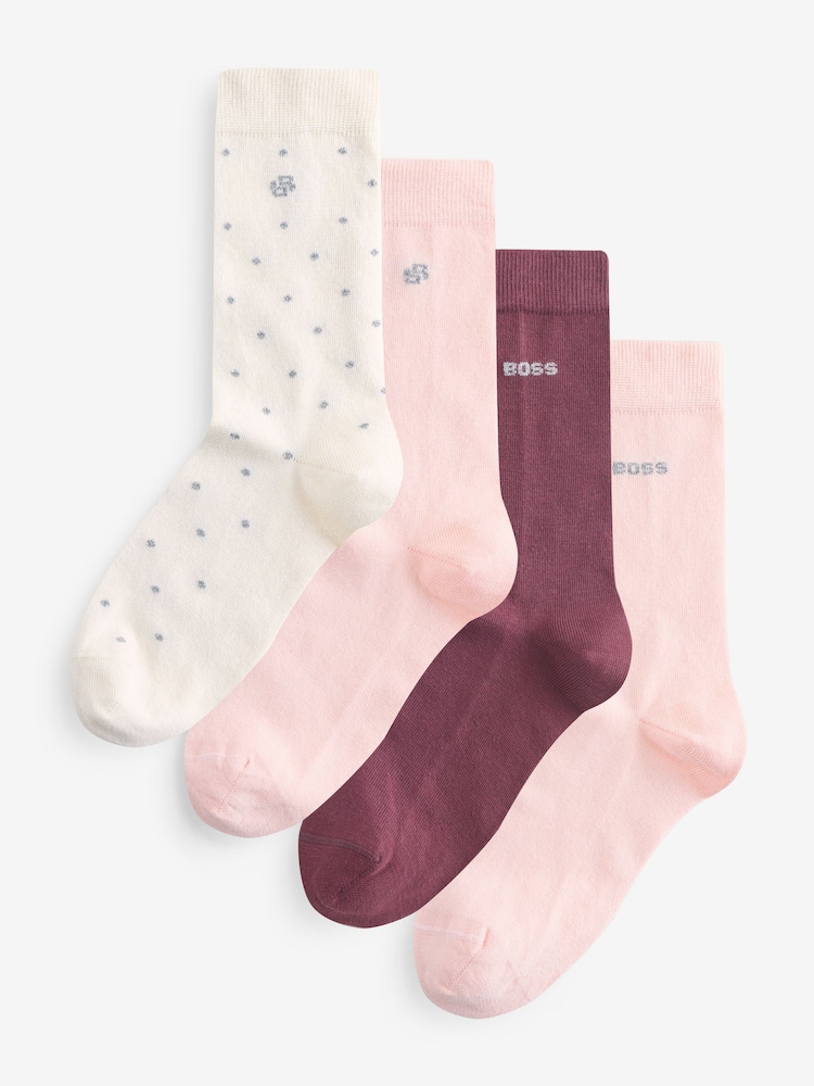 BOSS Natural Ribbed Logo Giftset Socks 4 Pack - Image 1 of 5 BOSS Natural Ribbed Logo Giftset Socks 4 Pack - Image 1 of 5