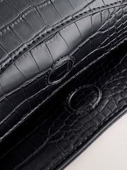 Black Croc Effect Cross-Body Bag - Image 4 of 5