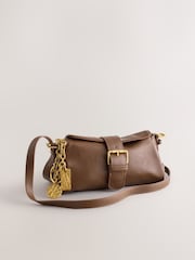 Black Faux Suede Mix Charm Cross-Body Bag - Image 1 of 5
