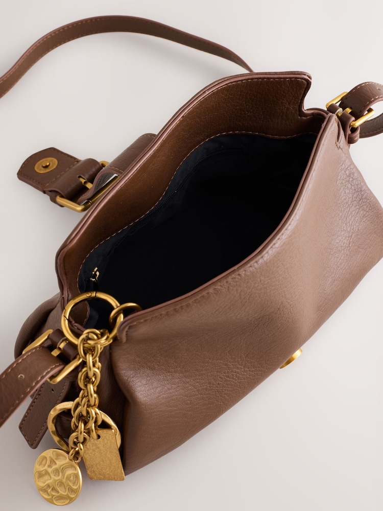 Black Faux Suede Mix Charm Cross-Body Bag - Image 5 of 5