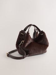 Chocolate Brown Faux Fur Cross-Body Bag - Image 2 of 5