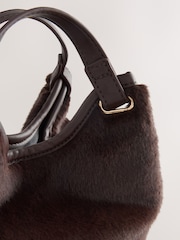 Chocolate Brown Faux Fur Cross-Body Bag - Image 3 of 5