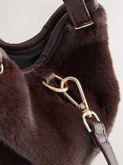 Chocolate Brown Faux Fur Cross-Body Bag - Image 4 of 5