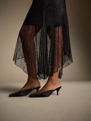 Black Lace Asymmetric Midi Skirt - Image 5 of 8