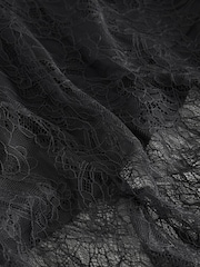 Black Lace Asymmetric Midi Skirt - Image 7 of 8