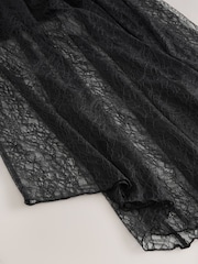 Black Lace Asymmetric Midi Skirt - Image 8 of 8