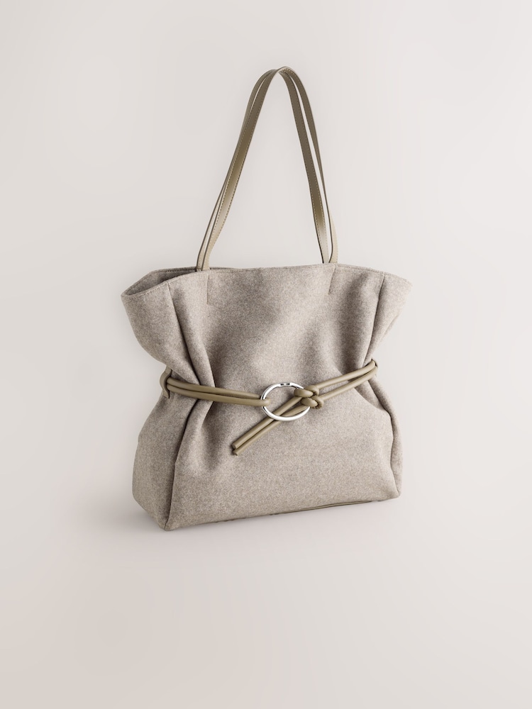 Mink Brown Felt Belted Shoulder Bag - Image 1 of 5