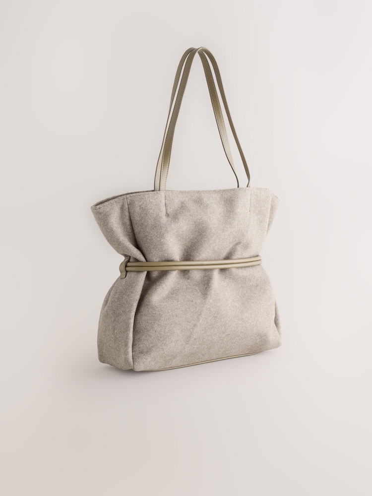Mink Brown Felt Belted Shoulder Bag - Image 2 of 5