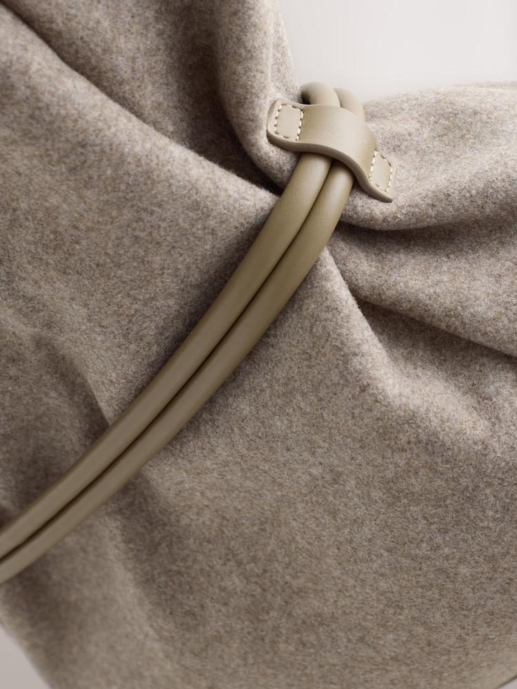 Mink Brown Felt Belted Shoulder Bag - Image 5 of 5