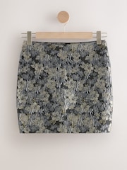 Silver Jacquard Floral Print Mini Skirt - Image 6 of 8
