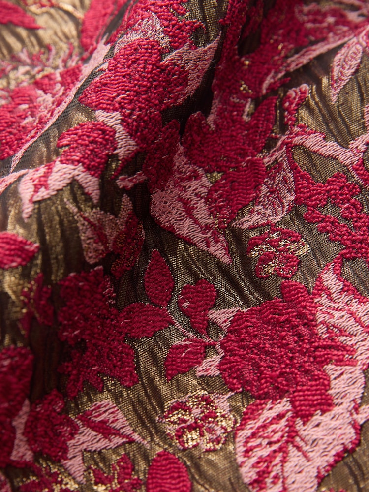 Red Jacquard Pencil Skirt - Image 3 of 3