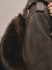 Chocolate Brown Faux Fur Shoulder Bag - Image 4 of 10
