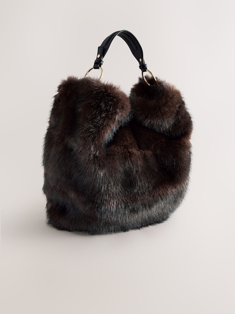 Buy Chocolate Brown Faux Fur Shoulder Bag from Next USA