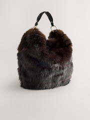 Chocolate Brown Faux Fur Shoulder Bag - Image 7 of 10