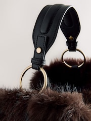 Chocolate Brown Faux Fur Shoulder Bag - Image 9 of 10