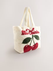 Bež/bela - Borg Cherry Print Tote Bag - Slika 1 iz 5