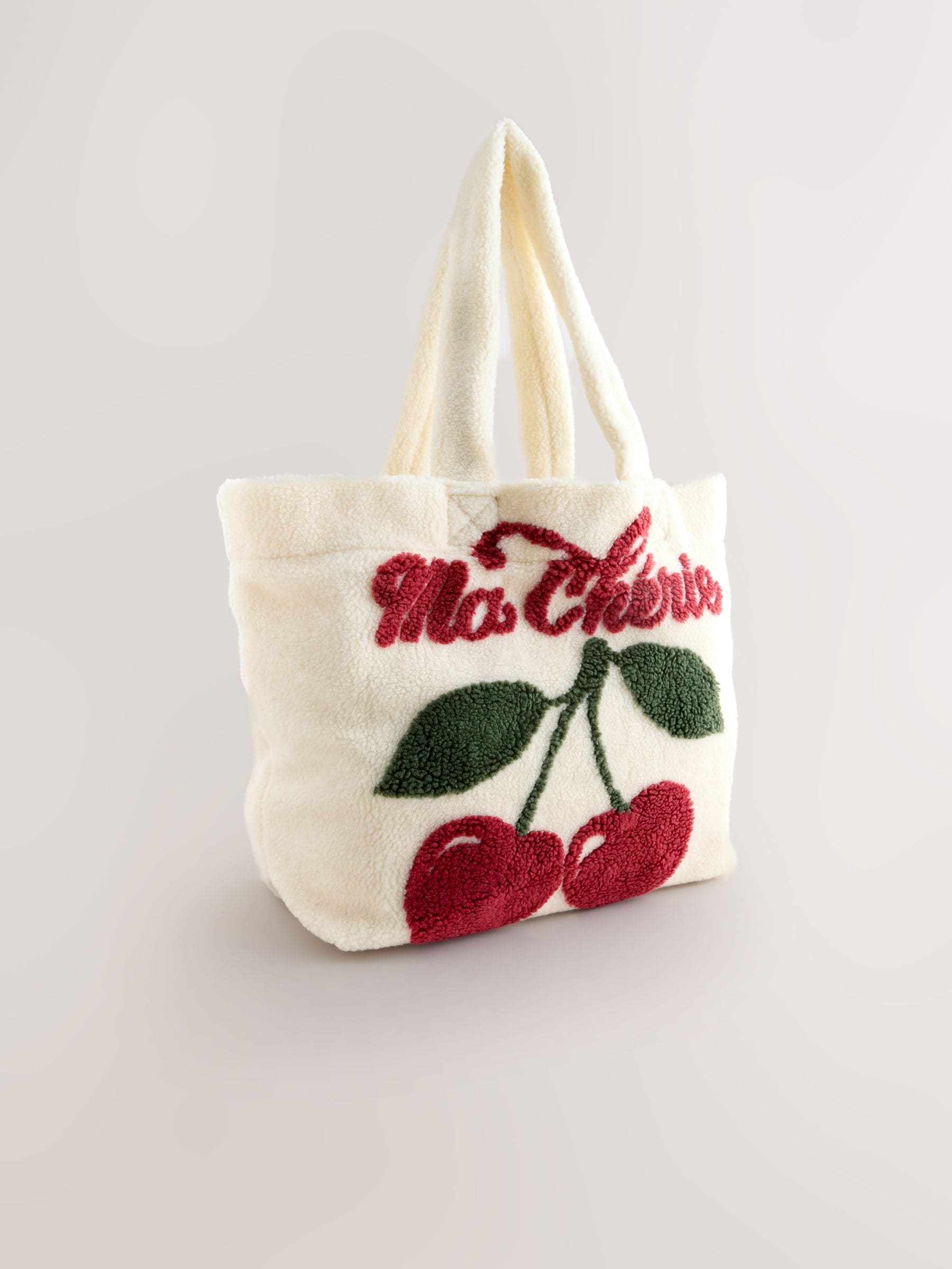 Buy Ecru White Borg Cherry Print Tote Bag from Next USA