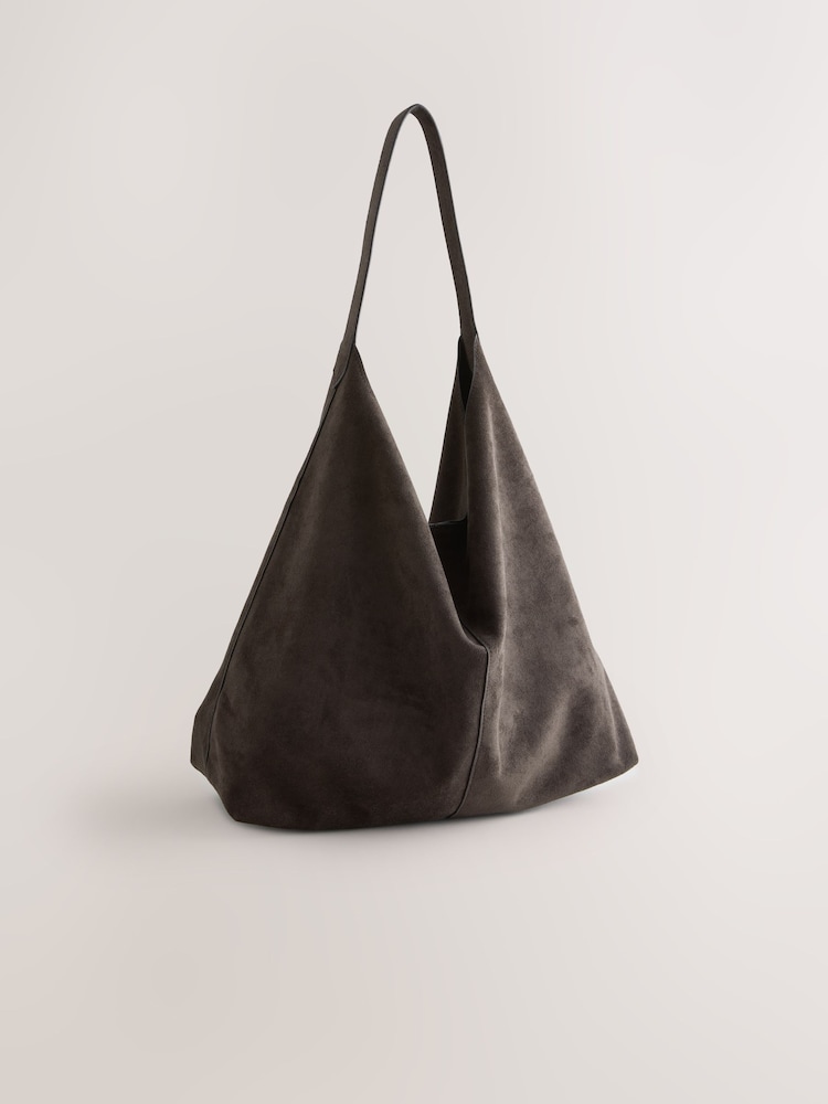 Chocolate Brown Faux Suede Shoulder Bag - Image 1 of 5
