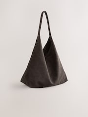 Chocolate Brown Faux Suede Shoulder Bag - Image 2 of 5