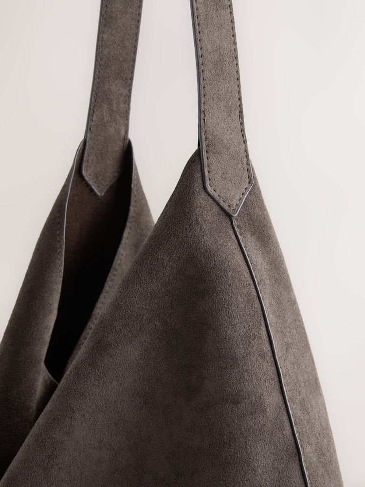 Chocolate Brown Faux Suede Shoulder Bag - Image 5 of 5