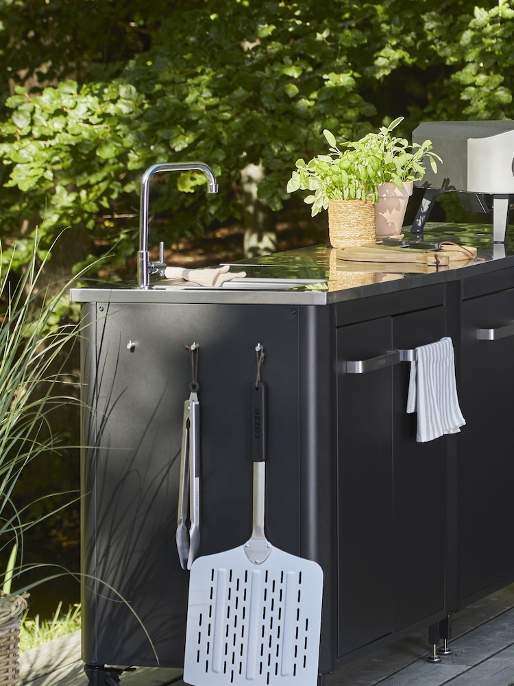 Cozze Black Outdoor Kitchen 2 Door with Sink and Tap - Image 1 of 6