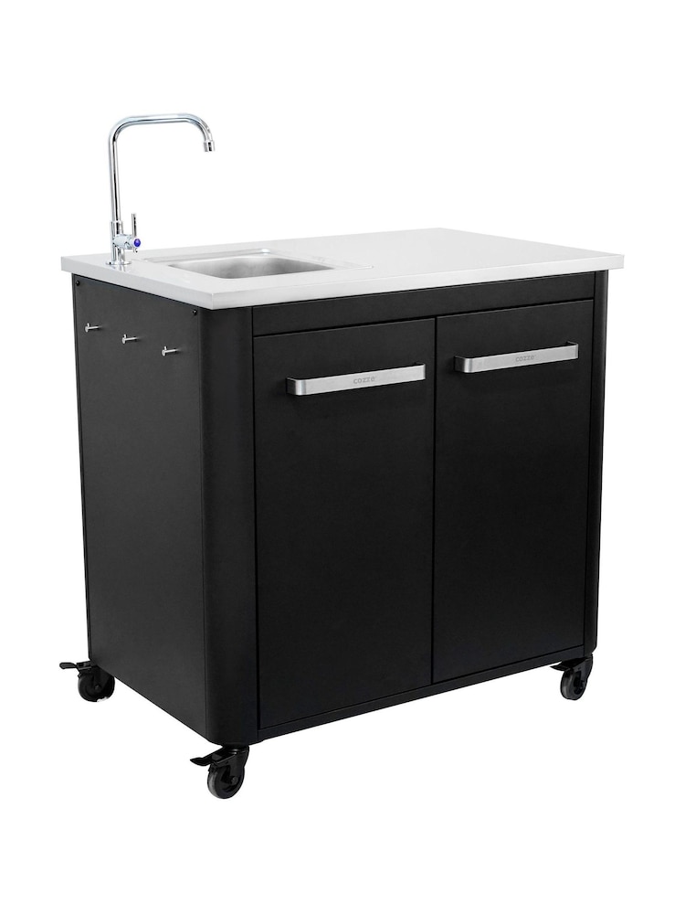 Cozze Black Outdoor Kitchen 2 Door with Sink and Tap - Image 2 of 6