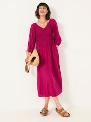 FatFace Adele Plum Purple Midi Dress - Image 1 of 5