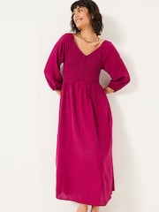 FatFace Adele Plum Purple Midi Dress - Image 2 of 5