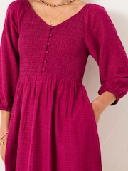 FatFace Adele Plum Purple Midi Dress - Image 3 of 5