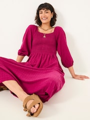 FatFace Adele Plum Purple Midi Dress - Image 4 of 5