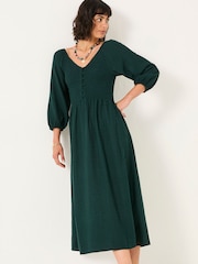 FatFace Adele Teal Blue Midi Dress - Image 1 of 4