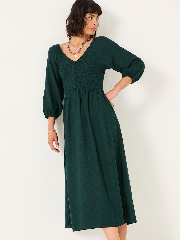 FatFace Adele Teal Blue Midi Dress - Image 1 of 4