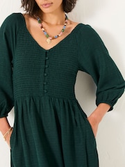 FatFace Adele Teal Blue Midi Dress - Image 3 of 4