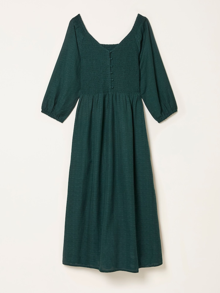 FatFace Adele Teal Blue Midi Dress - Image 6 of 6