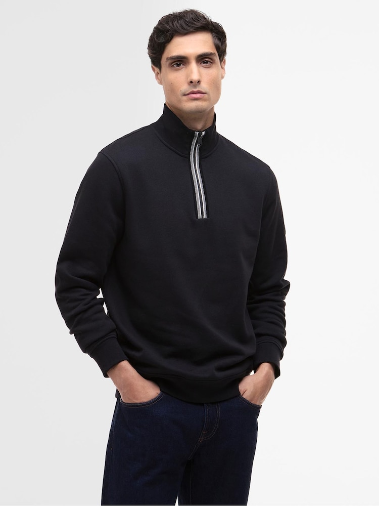 Barbour® International Black Rufforth Half Zip Sweatshirt - Image 1 of 5 Barbour® International Black Rufforth Half Zip Sweatshirt - Image 1 of 5