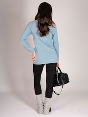 Pineapple Blue Off Shoulder Longline Sweat Top - Image 3 of 7