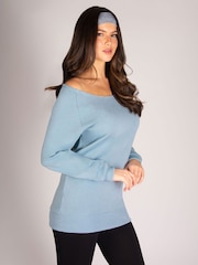 Pineapple Blue Off Shoulder Longline Sweat Top - Image 4 of 7