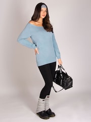 Pineapple Blue Off Shoulder Longline Sweat Top - Image 5 of 7