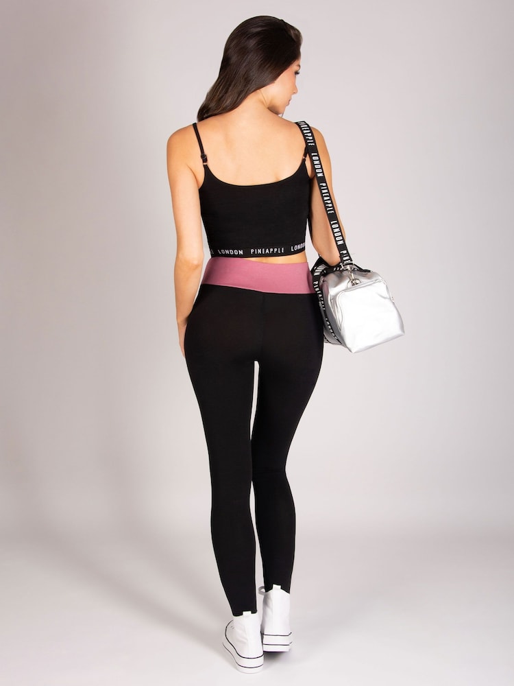 Pineapple Black Contrast Band Leggings - Image 2 of 5