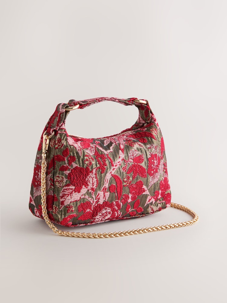 Red Tapestry Mini Hand Held Bag - Image 1 of 5 Red Tapestry Mini Hand Held Bag - Image 1 of 5