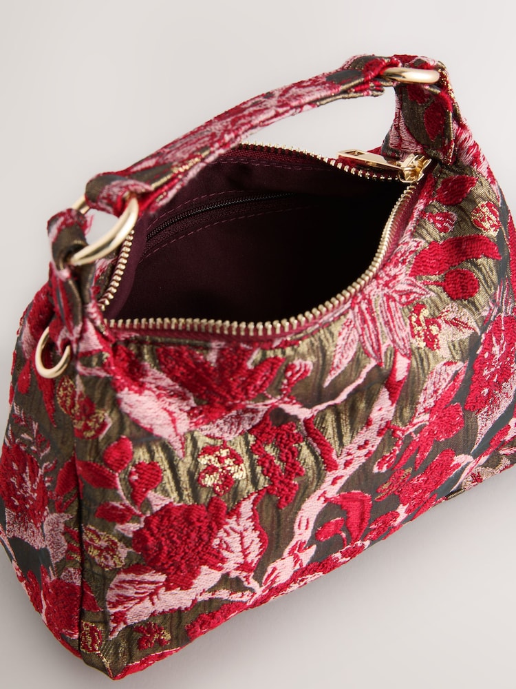 Red Tapestry Mini Hand Held Bag - Image 5 of 5 Red Tapestry Mini Hand Held Bag - Image 5 of 5