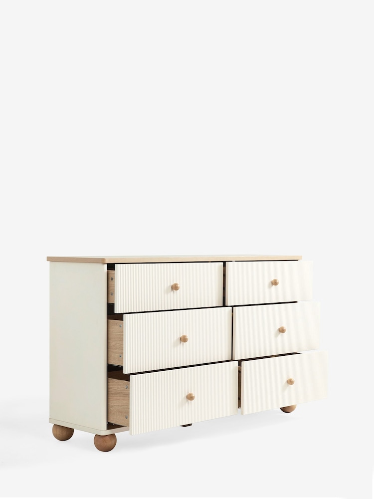 Natural Cream Kids Hutton Super Wide Chest of Drawers - Image 2 of 4 Natural Cream Kids Hutton Super Wide Chest of Drawers - Image 2 of 4