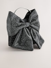 Black Satin Bow Hand Held Bag - Image 1 of 4