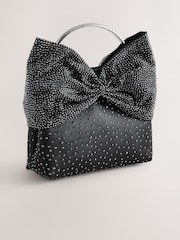 Black Satin Bow Hand Held Bag - Image 2 of 4