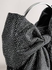 Black Satin Bow Hand Held Bag - Image 4 of 4