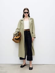 Mango Green Soft Belted Trench Coat - Image 1 of 6