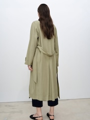Mango Green Soft Belted Trench Coat - Image 2 of 6