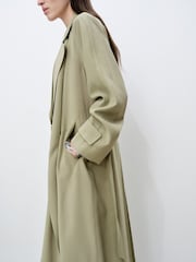 Mango Green Soft Belted Trench Coat - Image 4 of 6