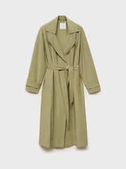 Mango Green Soft Belted Trench Coat - Image 5 of 6