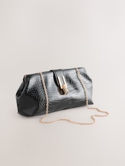Black PU Croc Clutch Bag - Image 1 of 5